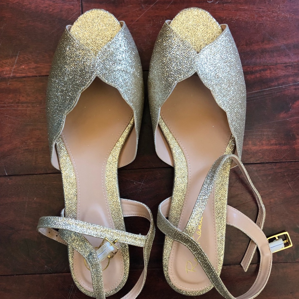 Size 39 Sparkly Gold sandals: bridal or party!
